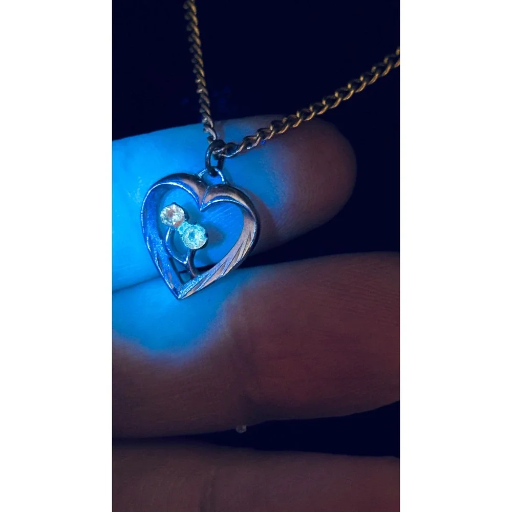 I.P.S. Vintage Gold Filled Heart Pendant Necklace Yellow Stones
